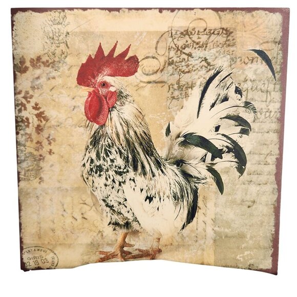 Rustic Farmhouse Rooster Wall Art Set Of 2 Vintage-Inspired Decor 12" Square MDF - Picture 5 of 7